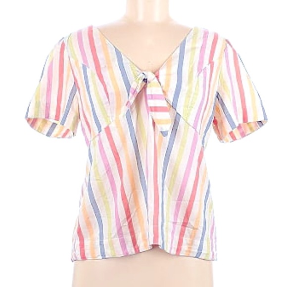 Nwot Old navy striped tie front smock top size x-large - Picture 2 of 7